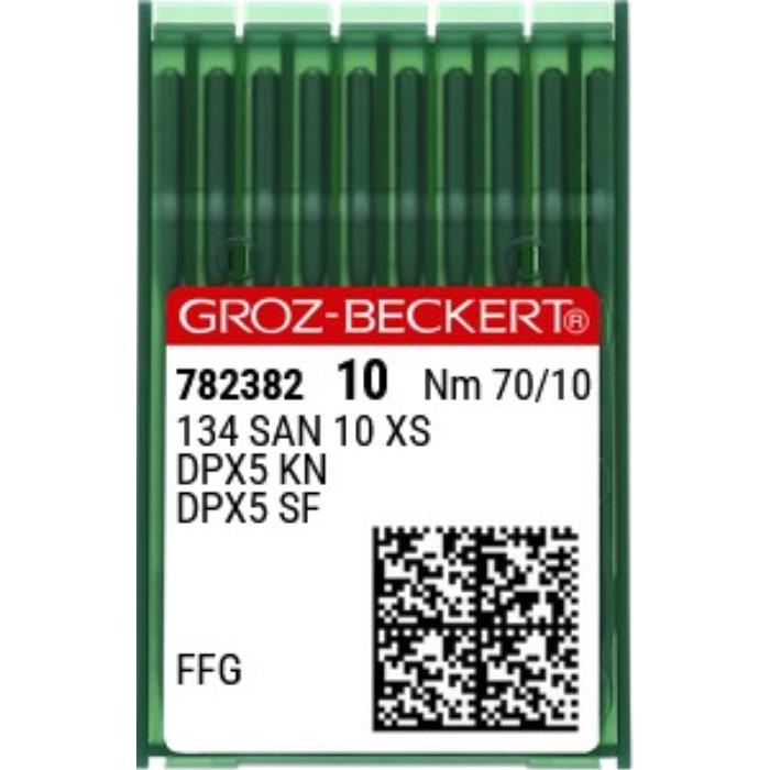 134 SAN 10 XS_70 FFG/SES Igły GROZ BECKERT - bardzo delikatne dzianiny i tkaniny, niezwykle wrażliwe i bardzo krytyczne do zszyc